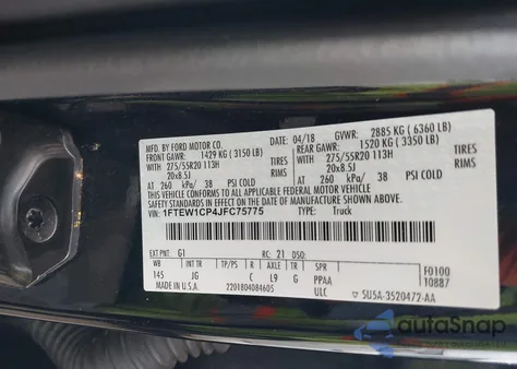2018 Ford F-150 Xl from USA, damaged, VIN 1FTEW1CP4JFC75775